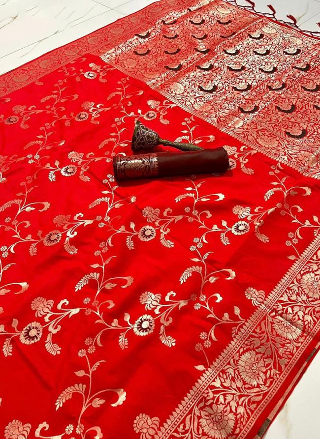 Silk Red Festival Wear Weaving Saree